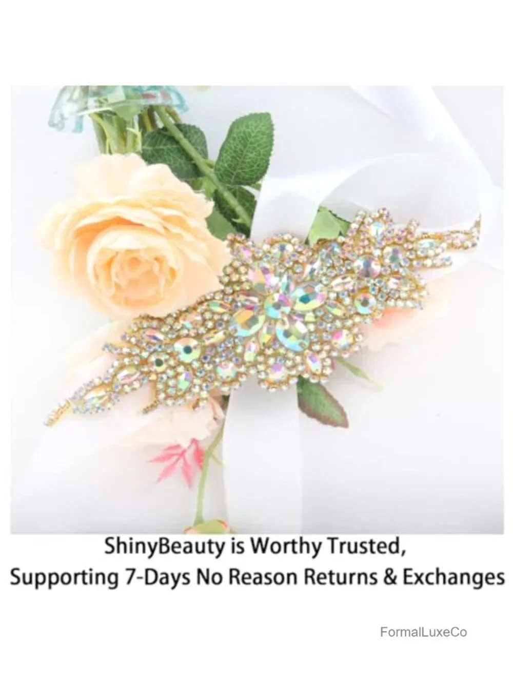 Rhinestone Bridal Belt Wedding Sash Crystal Applique DIY Obi Belt